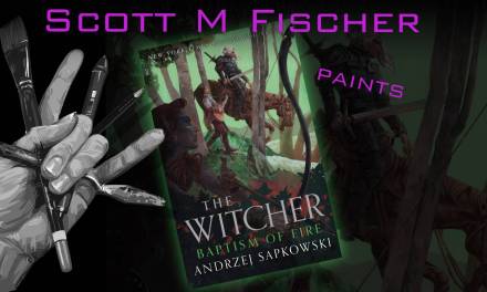 Fischer paints: Witcher- Baptism of Fire novel cover!